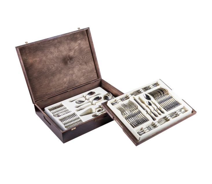Besteckset 68 Teile RETRO Poliert + Holzkiste