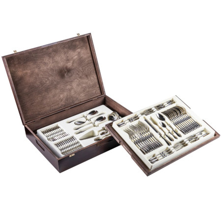 Besteckset 68 Teile RETRO Poliert + Holzkiste