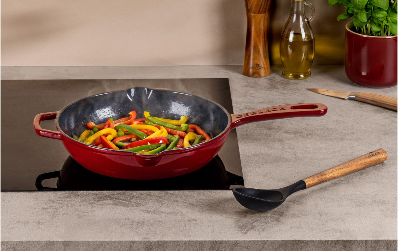 Gusseisenpfanne 28 cm NATUR IRON Bordeauxrot