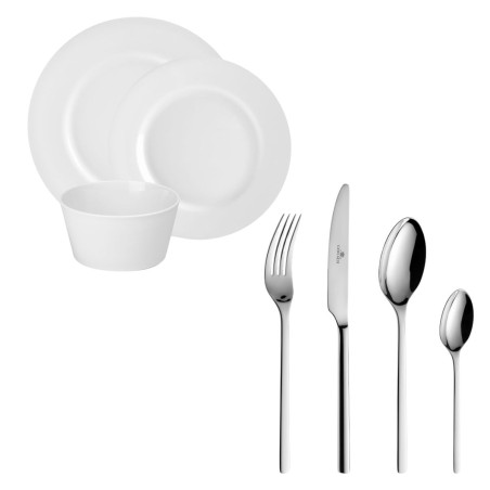 Besteckset 24 Teile + Geschirrset 18 Teile MODERN für 6 Personen