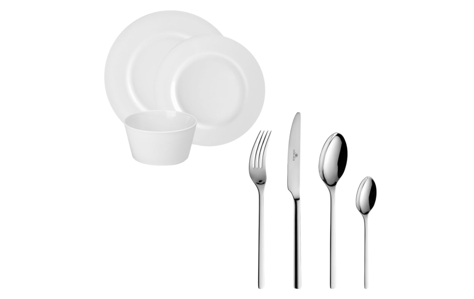 Besteckset 24 Teile + Geschirrset 18 Teile MODERN für 6 Personen