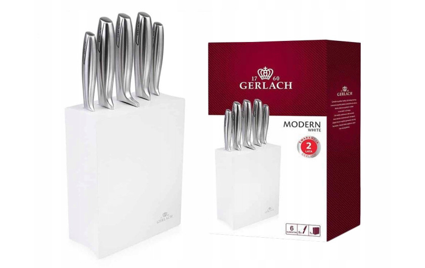 Messerset im Block MODERN Weiß Messerset im Block MODERN Weiß